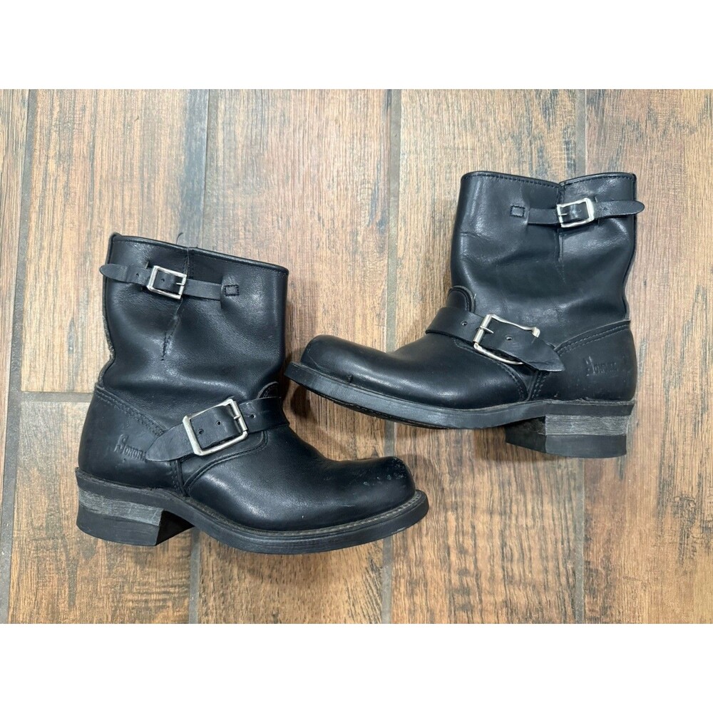 Sonora Black Leather Moto Boots Size 4.5